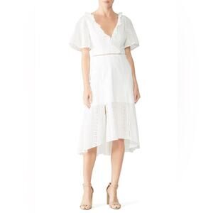 Finders Keepers Sundays white eyelet lace embroidery ruffle cutout midi dress 10